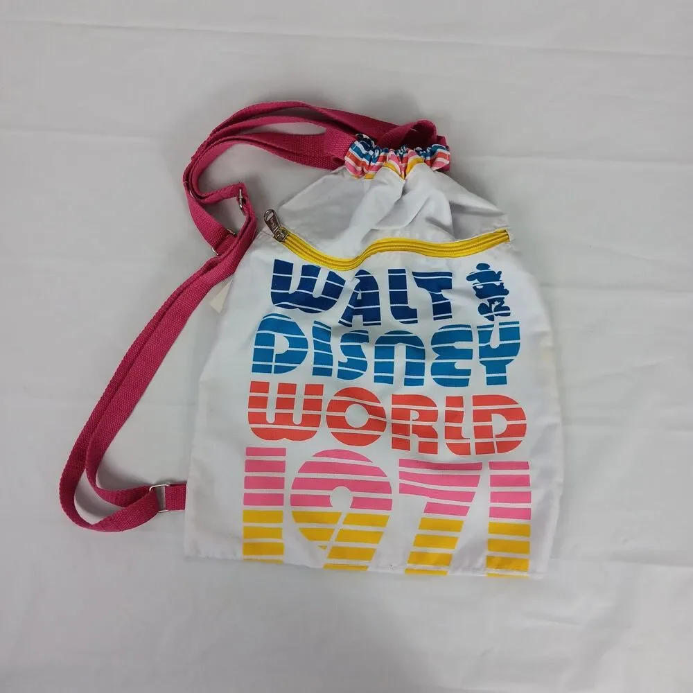 Walt Disney World 1971 Cinch Sack Tote Mickey Mouse Rainbow Colors Disney Parks